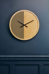 Orsina Easily Maintained Large Wooden Wall Clock, Large Wood Dial Clock In Kitchen, Contemporary Large Wall Clock in Natural - thumbnail 3