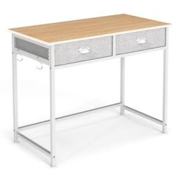 Gymax 90 cm Computer Desk Home Office Desk Vanity Desk With 2 Drawers in Natural - thumbnail 6