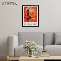 "Artery8 J Pennell Liberty Shall Not Perish From The Earth Framed Canvas Art in Orange - Size: W12"" x H16""" - thumbnail 3