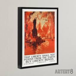 "Artery8 J Pennell Liberty Shall Not Perish From The Earth Framed Canvas Art in Orange - Size: W12"" x H16""" - thumbnail 2