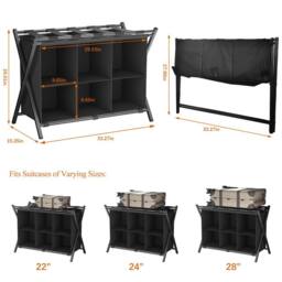Huhote Sturdy Luggage Rack With 6 Cube Storage Shelves Black - thumbnail 3