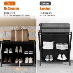 Huhote Sturdy Luggage Rack With 6 Cube Storage Shelves Black - thumbnail 7