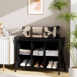 Huhote Sturdy Luggage Rack With 6 Cube Storage Shelves Black - thumbnail 4