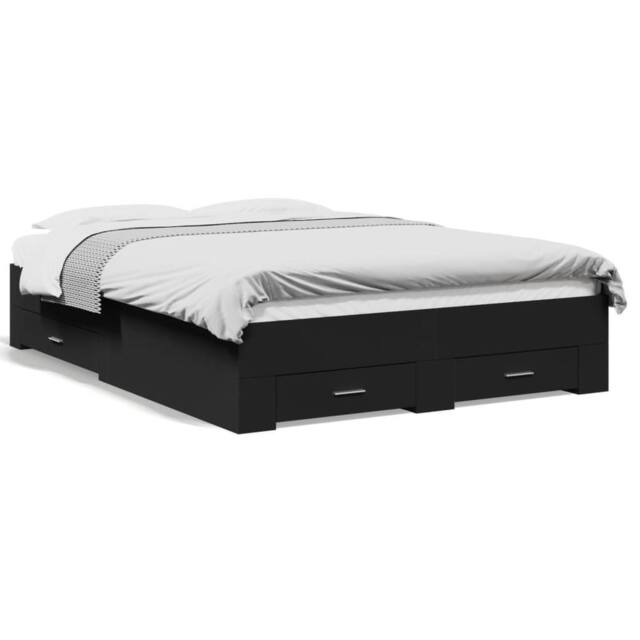 Berkfield Home Bed Frame with Drawers without Mattress Black 135x190 cm Double - image 1