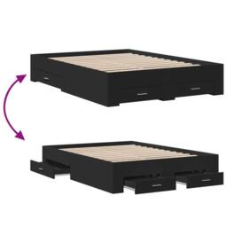 Berkfield Home Bed Frame with Drawers without Mattress Black 135x190 cm Double - thumbnail 7