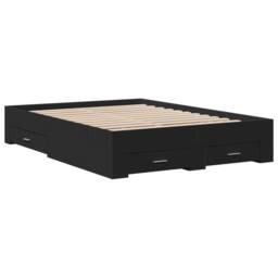 Berkfield Home Bed Frame with Drawers without Mattress Black 135x190 cm Double - thumbnail 3
