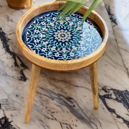 Hartsmede Handmade Side Table with Detachable Legs Marrakesh in Blue - thumbnail 3