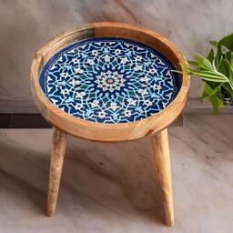 Hartsmede Handmade Side Table with Detachable Legs Marrakesh in Blue