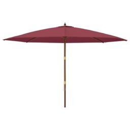 Berkfield Home Garden Parasol with Wooden Pole Bordeaux Red 400x273 cm - thumbnail 3