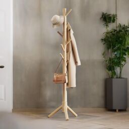 Pirlo Plush Wooden Coat Stand Stand With 8 Hooks in Natural - thumbnail 1