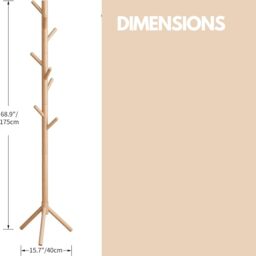 Pirlo Plush Wooden Coat Stand Stand With 8 Hooks in Natural - thumbnail 6