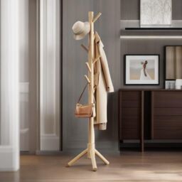 Pirlo Plush Wooden Coat Stand Stand With 8 Hooks in Natural - thumbnail 4