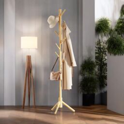 Pirlo Plush Wooden Coat Stand Stand With 8 Hooks in Natural - thumbnail 5