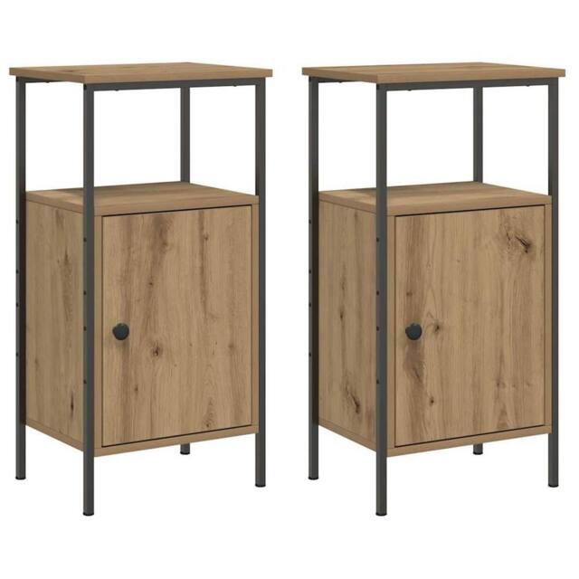 Berkfield Home Bedside Cabinets 2 pcs Artisan Oak 41x31x80 cm Engineered Wood in Brown - Size: 41 x 31 x 80 cm - image 1