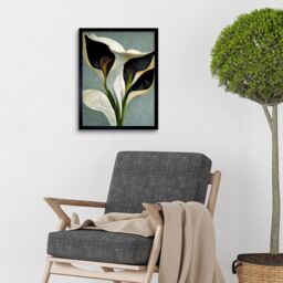"Artery8 Wall Art Print White Calla Lily Flower Pistil Bouquet Elegant Art Framed in Black - Size: W12"" x H16""" - thumbnail 2