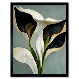 "Artery8 Wall Art Print White Calla Lily Flower Pistil Bouquet Elegant Art Framed in Black - Size: W12"" x H16""" - thumbnail 1