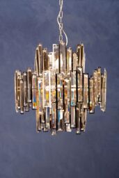 Orsina Small Nickel Plated Chandelier, Crystal Glass & Stainless Steel Pendant Light, Statement Ceiling Fixture in Silver - thumbnail 3