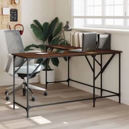Berkfield Home Desk Brown Oak 149x149x75 cm Engineered Wood - Size: 149 x 149 x 75 cm - thumbnail 1