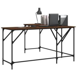 Berkfield Home Desk Brown Oak 149x149x75 cm Engineered Wood - Size: 149 x 149 x 75 cm - thumbnail 3