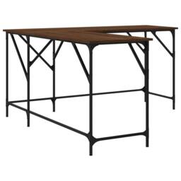 Berkfield Home Desk Brown Oak 149x149x75 cm Engineered Wood - Size: 149 x 149 x 75 cm - thumbnail 6