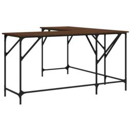 Berkfield Home Desk Brown Oak 149x149x75 cm Engineered Wood - Size: 149 x 149 x 75 cm - thumbnail 2