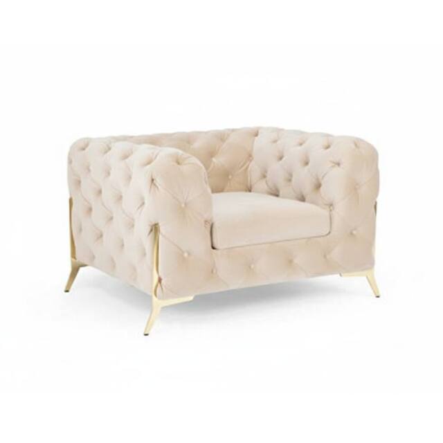 Stratus Interiors Italian Chesterfield Sofa Plush Velvet UK Manufactured in Beige - Size: 1 Seater - image 1