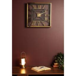 WILLIAM WIDDOP Square Metal Wall Clock in Gold - thumbnail 2