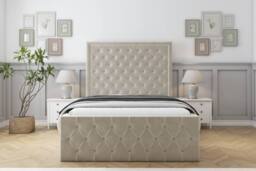 "Comfort Beds Winchester Plush Bed Frame - 50"" Upholstered Headboard in Cream - Size: Single" - thumbnail 2