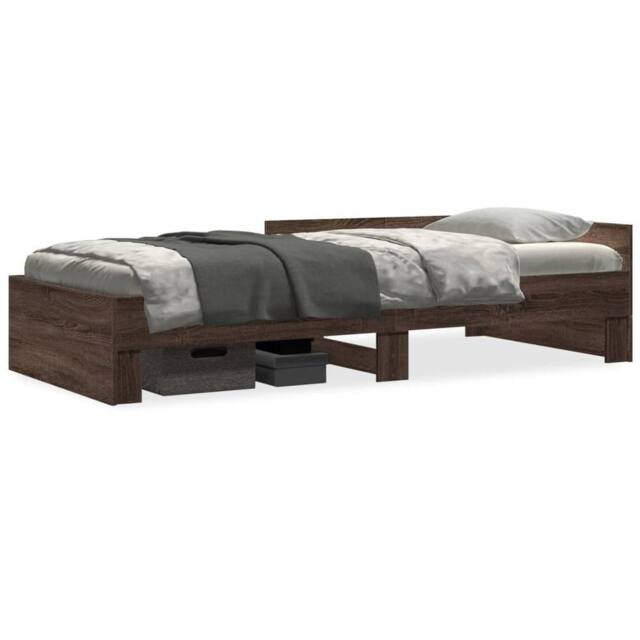 Berkfield Home Bed Frame Frame Brown Oak 75x190 cm Small Single Wood - image 1