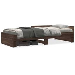 Berkfield Home Bed Frame Frame Brown Oak 75x190 cm Small Single Wood - thumbnail 1