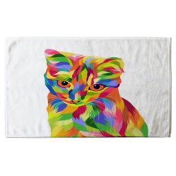 Benjamin Tate Design Animal Cat Illustration Pop Art Designer Bath Towel in Orange - thumbnail 1
