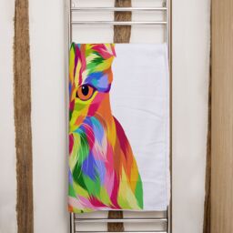 Benjamin Tate Design Animal Cat Illustration Pop Art Designer Bath Towel in Orange - thumbnail 2
