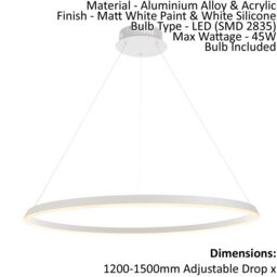 Loops Ceiling Pendant Light - Matt White & White Silicone - 45W LED - Bulb Included - thumbnail 2