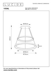 Lucide 'VIDAL' Dimmable Adjustable Stylish Indoor Modern LED Pendant Light in Black - thumbnail 3