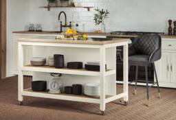 Baumhaus Kitchen Island (Cream) Open with Breakfast Bar in Cream