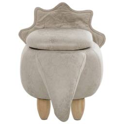 Wyld and Coco Triceratops Kids Storage Stool Light Grey Upholstered Rubberwood - thumbnail 6
