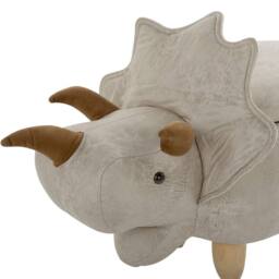 Wyld and Coco Triceratops Kids Storage Stool Light Grey Upholstered Rubberwood - thumbnail 7
