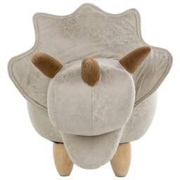 Wyld and Coco Triceratops Kids Storage Stool Light Grey Upholstered Rubberwood - thumbnail 5