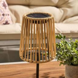 OHS Rattan Solar Table Lamp Cordless Outdoor Garden Light Auto Sensor in Natural - thumbnail 4