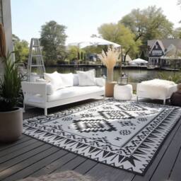 THE RUGS Dynamic Reversible Indoor & Outdoor Rug Polypropylene Oriental Rug in Black - Size: 200 cm x 290 cm - thumbnail 6