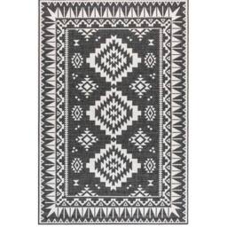 THE RUGS Dynamic Reversible Indoor & Outdoor Rug Polypropylene Oriental Rug in Black - Size: 200 cm x 290 cm - thumbnail 1