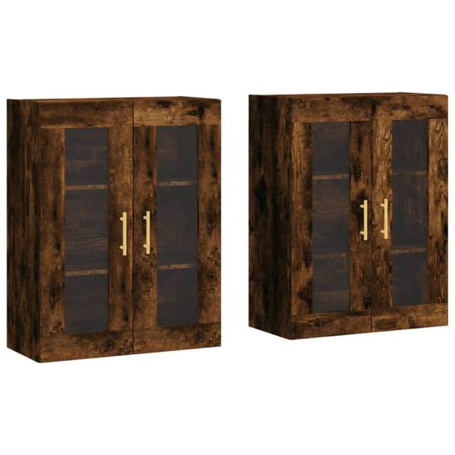 Berkfield Home Wall Mounted Cabinets 2 pcs Smoked Oak Engineered Wood in Brown - image 1