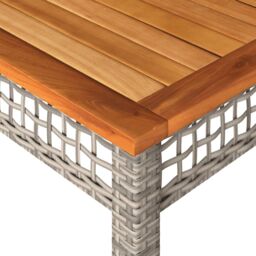 Berkfield Home Garden Table Grey 140x80x75 cm Poly Rattan Acacia Wood - Size: 140 x 80 x 75 cm - thumbnail 7