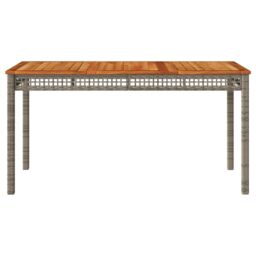 Berkfield Home Garden Table Grey 140x80x75 cm Poly Rattan Acacia Wood - Size: 140 x 80 x 75 cm - thumbnail 4