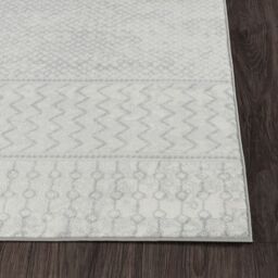 Livabliss Monaco-Geometric Grey Ivory Living Dining Bedroom Rug in Silver - Size: 130 cm x 190 cm - thumbnail 5