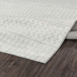 Livabliss Monaco-Geometric Grey Ivory Living Dining Bedroom Rug in Silver - Size: 130 cm x 190 cm - thumbnail 4