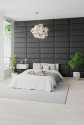 Aspire EasyMount Wall Mounted Upholstered Panels, Modular DIY Headboard in Saxon Twill Fabric (Pack of 4) in Charcoal - thumbnail 2