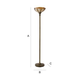 ValueLights Tiffany Amber Gold Stained Glass Antique Brass Uplighter Floor Lamp - thumbnail 8