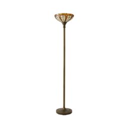ValueLights Tiffany Amber Gold Stained Glass Antique Brass Uplighter Floor Lamp - thumbnail 7