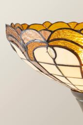 ValueLights Tiffany Amber Gold Stained Glass Antique Brass Uplighter Floor Lamp - thumbnail 4